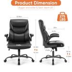 Sweetcrispy Computer Gaming Chair, Ergonomic High Back Heavy Duty Task Desk Office Chairs with Wheels, Flip-up Arms, Adjustable Height, PU Leather,Inky