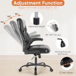 Sweetcrispy Computer Gaming Chair, Ergonomic High Back Heavy Duty Task Desk Office Chairs with Wheels, Flip-up Arms, Adjustable Height, PU Leather,Inky