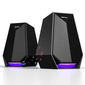 BESTISAN Computer Gaming Speakers for Desktop PC - 30W Powered Monitor Speakers with Bluetooth/AUX/Type-C Connections, 6 Colorful Lights, Compatible with Monitor, Gaming Setup & Laptop