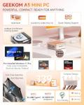 GEEKOM A5 Mini PC with AMD Ryzen 5 7430U, 3-Year Coverage, 16GB RAM(Upgradable, Not LPDDR)&512GB M.2 NVMe SSD, Windows 11 Pro Desktop Computer Support 8K/Wi-Fi 6/BT 5.2/USB 3.2/SD Slot/6x USB