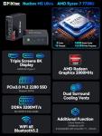 GMKtec M5 Ultra Gaming Mini PC Ryzen 7 7730U (Upgraded 7430U/ 5825U) 16GB RAM 512GB SSD Dual NIC LAN 2.5GbE Desktop Computers Office Home, Triple 8K Display, WiFi 6E, USB3.2, USB-C, BT, DP, HDMI 2.0