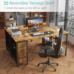 Lufeiya 63 inch Computer Desk with 4 Fabric Drawers & Storage Shelves, Writing Work Study Desk for Home Office Bedroom, Modern Simple Student PC Desks Table, Rustic Brown