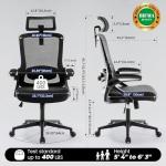 Fizzin Ergonomic Office Chair, 400 LBS Computer Chairs with Adjustable Lumbar Support, Breathable Mesh Desk Chair Ergonomic with Thickened Cushion, Comfy Home Office Desk Chair (Black)