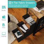 Lufeiya 63 inch Computer Desk with 4 Fabric Drawers & Storage Shelves, Writing Work Study Desk for Home Office Bedroom, Modern Simple Student PC Desks Table, Rustic Brown