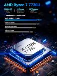 GMKtec M5 Ultra Gaming Mini PC Ryzen 7 7730U (Upgraded 7430U/ 5825U) 16GB RAM 512GB SSD Dual NIC LAN 2.5GbE Desktop Computers Office Home, Triple 8K Display, WiFi 6E, USB3.2, USB-C, BT, DP, HDMI 2.0