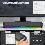 GTIMLMC Computer Speakers for Desktop, HiFi Stereo PC Soundbar with Dynamic RGB Lighting, USB & Type-C Plug&Play, Volume Control Knob, Wired Speakers for Gaming, Laptop, Monitor, Office
