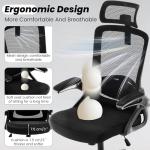 Fizzin Ergonomic Office Chair, 400 LBS Computer Chairs with Adjustable Lumbar Support, Breathable Mesh Desk Chair Ergonomic with Thickened Cushion, Comfy Home Office Desk Chair (Black)