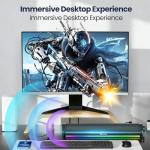GTIMLMC Computer Speakers for Desktop, HiFi Stereo PC Soundbar with Dynamic RGB Lighting, USB & Type-C Plug&Play, Volume Control Knob, Wired Speakers for Gaming, Laptop, Monitor, Office