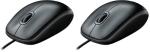Logitech B100 Corded Mouse, Wired USB Mouse for Computers and Laptops, Right or Left Hand Use - Black (Pack of 2)