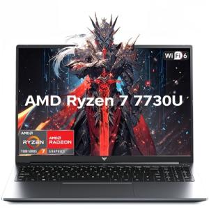 KAIGERR Gaming Laptop, 16.0inch Laptop Computer with AMD Ryzen 7 7730U(8C/16T, Up to 4.5GHz), 16GB RAM 512GB NVMe SSD Windows 11 Laptop, Radeon RX Vega 8 Graphics,WiFi 6, Backlit KB
