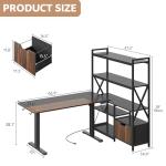 Homiflex 2-in-1 L Shaped Electric Standing Desk with Bookcase, 77.8'' Large Office Desk with Height Adjustable, File Drawer and Power Outlets, Variable Computer Desk Set for Home Office, Black