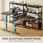 Homiflex 2-in-1 L Shaped Electric Standing Desk with Bookcase, 77.8'' Large Office Desk with Height Adjustable, File Drawer and Power Outlets, Variable Computer Desk Set for Home Office, Black