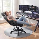 Giantex Gaming Chair, Ergonomic Video Game Chair w/Footrest, Lumbar Support, Headrest, Reclining Backrest & Linkage Armrests, Height Adjustable 360° Swivel Computer Desk Chair for Home Office (Grey)