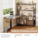 Homiflex 2-in-1 L Shaped Electric Standing Desk with Bookcase, 77.8'' Large Office Desk with Height Adjustable, File Drawer and Power Outlets, Variable Computer Desk Set for Home Office, Black