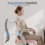 DUMOS Home Office Computer Chair - Ergonomic Mid Back Desk with Lumbar Support and Rocking Mode, Height Adjustable with Flip-up Armrest, for Conference Meeting Room, 360° Swivel, Adults, Pink