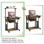 Yaheetech 3-Tier Compact Computer Desk in Rustic Brown