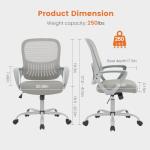 Sweetcrispy Home Office Managerial Executive Chair, Ergonomic Mesh Adjustable Swivel Mid-Back Chair with Comfortable Lumbar Support, Comfy Arms for Bedroom,Study,Student