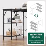 Huuger L Shaped Desk, 47 Inches Computer Desk with Reversible Storage Shelves, Gaming Corner Home Office Writing Study with Metal Frame, Black