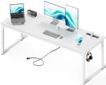 Coleshome 71 Inch Computer Desk with USB Ports, Large Office Desk, Long Study Student Writing Desk, White