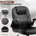 Nexthro Executive Office Chair PU,Leather Office Chair with Wheels,360° Swivel Rolling Chair with Padded Arms,Ergonomic Computer Chair with Lumbar Support for Short People Use(Black)