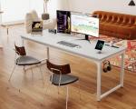 Coleshome 71 Inch Computer Desk with USB Ports, Large Office Desk, Long Study Student Writing Desk, White
