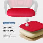 DUMOS Home Office Chair - Ergonomic Mid Back Mesh Desk Chair with Lumbar Support & Rocking Mode, Height Adjustable with Fixed Armrest, for Computer, Gaming, Meeting, 360° Swivel, Red