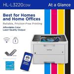 Brother Color Laser Printer with Wireless Printing Fast 19 PPM Output, Duplex Feature, Mobile Device Compatible, 250-Sheet Paper Tray for Professional Home Office Printing (HL-L3220CDW)