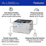 Brother Color Laser Printer with Wireless Printing Fast 19 PPM Output, Duplex Feature, Mobile Device Compatible, 250-Sheet Paper Tray for Professional Home Office Printing (HL-L3220CDW)