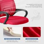 DUMOS Home Office Chair - Ergonomic Mid Back Mesh Desk Chair with Lumbar Support & Rocking Mode, Height Adjustable with Fixed Armrest, for Computer, Gaming, Meeting, 360° Swivel, Red