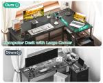 Coleshome L Shaped Computer Desk with 6 Drawers & Power Outlet, 55 Inch Corner Desk with Reversible Storage Shelf & File Drawer, Home Office Desk, Black