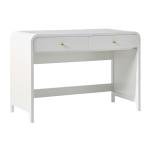 Walker Edison Zoey Modern Curve Design Writing Desk with Drawer, 45 Inch, White