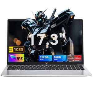 MALLRACE 17.3 Inch Laptop,Ryzen 3 4300U (Beat AMD Ryzen 5 3500U,up to 3.7GHz) 16GB DDR4 RAM 512GB SSD Business Laptop with Webcam,Type-C,62.7Wh Battery,Numeric KB,Silver