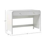 Walker Edison Zoey Modern Curve Design Writing Desk with Drawer, 45 Inch, White