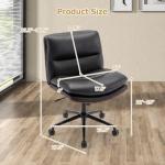 Giantex Armless Office Chair with Wheels, PU Leather Height Adjustable Vanity Chair w/Curved Backrest, Mid-Back Criss Cross 360° Swivel Ergonomic Computer Desk Chair for Home Office & Bedroom (Black)