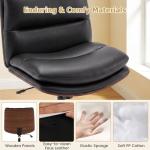 Giantex Armless Office Chair with Wheels, PU Leather Height Adjustable Vanity Chair w/Curved Backrest, Mid-Back Criss Cross 360° Swivel Ergonomic Computer Desk Chair for Home Office & Bedroom (Black)