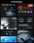 Mini PC, 1 Year Office 365, Intel Pentium Gold 6500Y (up to 3.4GHz), 16GB RAM 256GB SSD, Windows 11 Desktop Computers for Home Office Business Students, Triple 4K Display via USB-C/HDMI/DP, WiFi, BT
