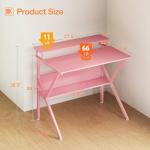 ODK Small Desk, 27.5 Inch Computer Desk for Small Spaces, Study Desk with Storage & Monitor Stand, Pink