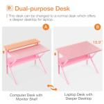 ODK Small Desk, 27.5 Inch Computer Desk for Small Spaces, Study Desk with Storage & Monitor Stand, Pink