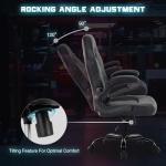 DUMOS Ergonomic Computer Gaming Chair - Home Office Desk with PU Leather Lumbar Support, Height Adjustable Big and Tall Video Game with Flip-up Armrest, Swivel Wheels for Adults, Black