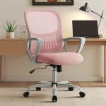 Sweetcrispy Home Office Managerial Executive Chair with Ergonomic Design, Mid-Back Mesh Swivel, Comfortable Lumbar Support, Comfy Arms for Bedroom,Study,Student