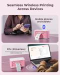 MUNBYN Bluetooth Thermal Label Printer 941BP, Wireless 300DPI 4x6 Shipping Label Printer for Small Business, Compatible with Windows, Mac, iPhone, Android, PC, Ebay, Amazon, Shopify, Etsy, USPS (Pink)