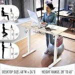 SHW 48-Inch Electric Height Adjustable Standing Desk with Drawer, Memory Preset and Cable Management Tray, Maple
