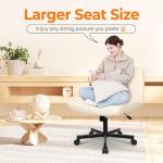 NEO Chair Criss Cross Chair with Wheels Home Office Cross Legged Armless Chairs Ergonomic Adjustable Computer Desk Task Wide Seat for Bedroom Vanity Comfy Swivel (Beige)