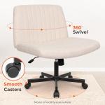 NEO Chair Criss Cross Chair with Wheels Home Office Cross Legged Armless Chairs Ergonomic Adjustable Computer Desk Task Wide Seat for Bedroom Vanity Comfy Swivel (Beige)
