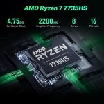 Beelink SEI Mini PC, AMD Ryzen 7 7735HS(up to 4.75GHz), 24GB LPDDR5 500GB PCIe x4, Radeon 680M Graphics Triple 4K Display, 2.5G LAN, Office Mini Desktop Computer