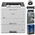 Brother HL-L5210DWT Wireless Monochrome Laser BusinessPrinter, 48 PPM Duplex Printing, Dual Paper Trays, Ethernet and Mobile Printing with 6ft USB Printer Cable and Print Like a Pro Guide Bundle
