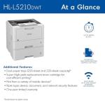 Brother HL-L5210DWT Wireless Monochrome Laser BusinessPrinter, 48 PPM Duplex Printing, Dual Paper Trays, Ethernet and Mobile Printing with 6ft USB Printer Cable and Print Like a Pro Guide Bundle