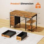 Sweetcrispy 47" Computer Desk with 6 Drawers, Home Office Gaming Desks with Storage Shelves for Bedroom, Writing Study Corner Living Room Work Table Rustic Brown