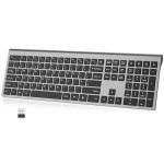 cimetech Rechargeable Wireless Keyboard, 2.4G Full Size Ergonomic Scissor Switch Keyboard, QWERTY Layout Silent Keyboard, 12 Multimedia Shortcut Keys for PC/Desktop/Laptop/Windows-Gray