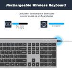 cimetech Rechargeable Wireless Keyboard, 2.4G Full Size Ergonomic Scissor Switch Keyboard, QWERTY Layout Silent Keyboard, 12 Multimedia Shortcut Keys for PC/Desktop/Laptop/Windows-Gray